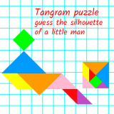 Tangram bulmaca küçük bir adamın siluetini tahmin et Oyunu